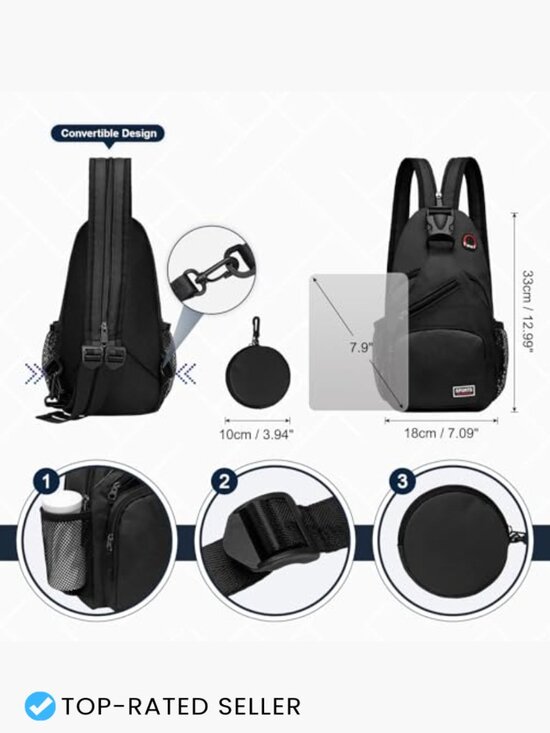 Convertible Sling Backpack Crossbody Mini Daypack Tablet Bag Travel Casual